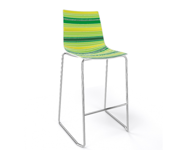 Barová stolička COLORFIVE ST - nízka, zelená/chróm