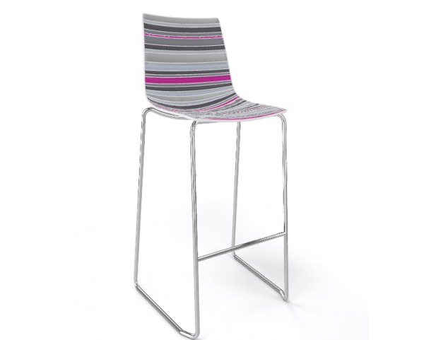 Barová židle COLORFIVE ST - vysoká, šedovínová/chrom