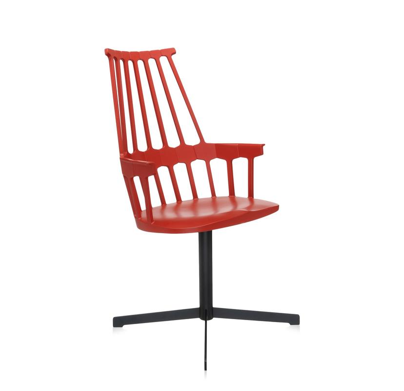 Kartell - Židle Comback Swivel Base, oranžovo-červená