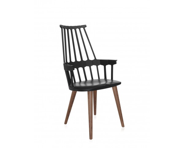 Židle Comback Wooden Legs, černá/dub
