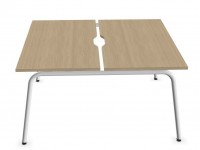 ROUND 140x144 two-seater work table with sliding top - 3