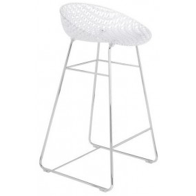 Barová stolička Smatrik, chróm/transparentná