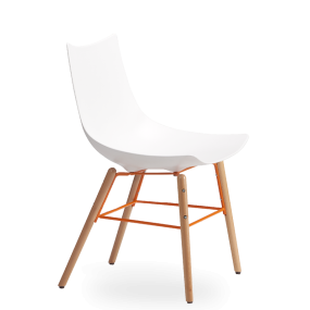 LUC plastic chair with wooden base