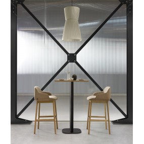 Barová židle DEEP STOOL s dřevěnou podnoží