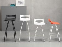 Nízka barová stolička DIABLITO - oranžová/chróm - 2
