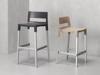 Barová židle DIVO vysoká - bílá/hliník - 2