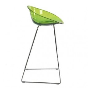 Vysoká barová židle GLISS 906 DS s chromovanou podnoží - transparentní zelená