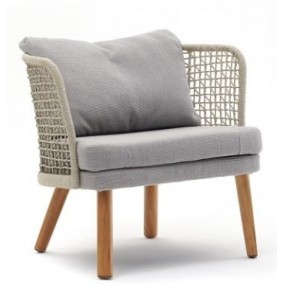 Armchair with wooden base EMMA