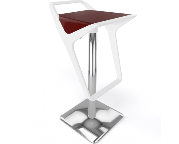 Výškovo nastaviteľná barová stolička FREEDOM - biela/hnedá/chróm