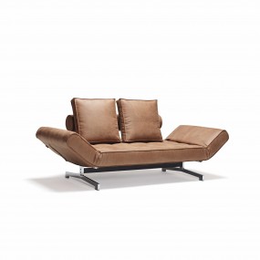 Folding lounge chair GHIA CHROME - brown