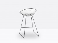 Low bar stool GLISS 902 DS with chrome base - transparent - 3