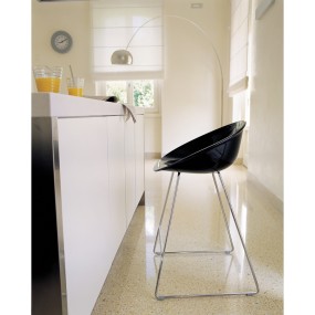 Low bar stool GLISS 902 DS with chrome base - black