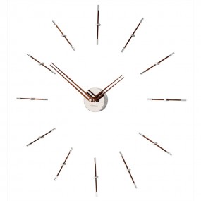 Clock MINI MERLIN-n chrome with wooden hands Ø 70 cm