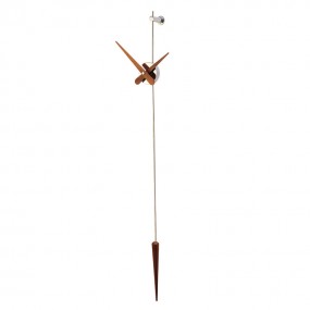 Clock PUNTO Y COMA-n chrome with wooden hands Ø 37 cm