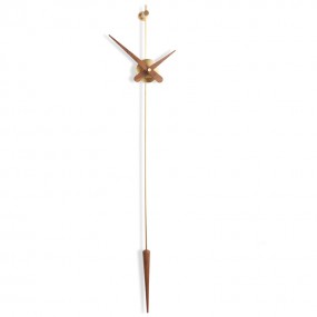 Clock PUNTO Y COMA-g brass with wooden hands Ø 37 cm