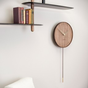 SWING wooden clock with brass hands Ø 34 cm