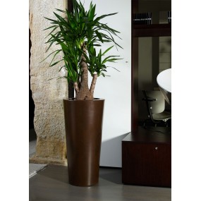 Design planter ILIE GLOSS, Ø 32 x 67 cm - brown