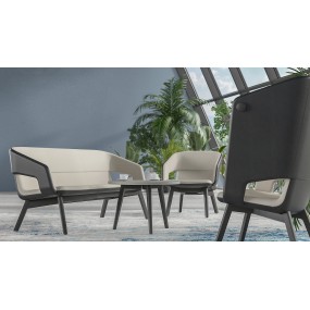 Two-seater sofa TWIST&SIT SOFT SDL201 with wooden base