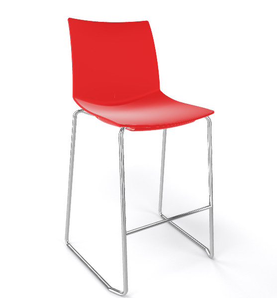 GABER - Barová židle KANVAS ST 66 - nízká, červená/chrom