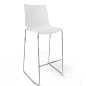 Barová židle KANVAS ST 76 - vysoká, bílá/chrom