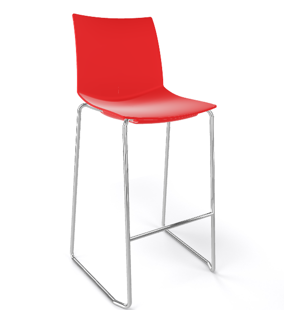GABER - Barová židle KANVAS ST 76 - vysoká, červená/chrom