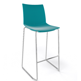 Barová stolička KANVAS ST 76 - vysoká, tyrkysová/chróm