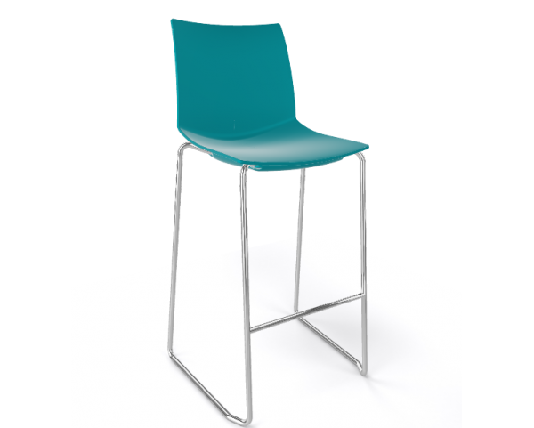 Barová stolička KANVAS ST 76 - vysoká, tyrkysová/chróm