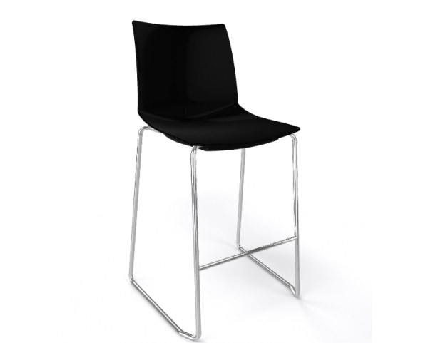 Barová stolička KANVAS ST 66 - nízka, čierna/chróm
