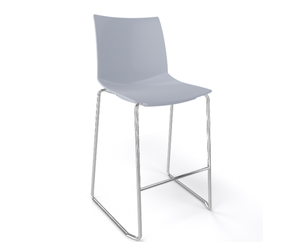 Barová stolička KANVAS ST 66 - nízka, sivá/chróm