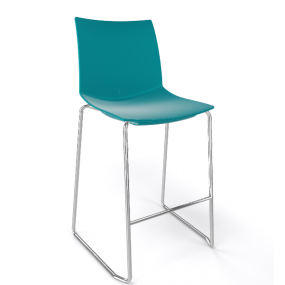 Barová stolička KANVAS ST 66 - nízka, tyrkysová/chróm