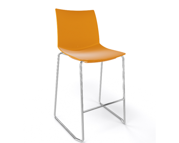 Barová židle KANVAS ST 66 - nízká, hořčičná/chrom