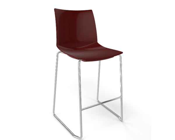 Barová stolička KANVAS ST 66 - nízka, hnedá/chróm