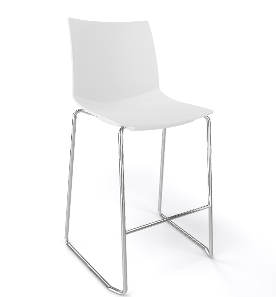 GABER - Barová židle KANVAS ST 66 - nízká, bílá/chrom