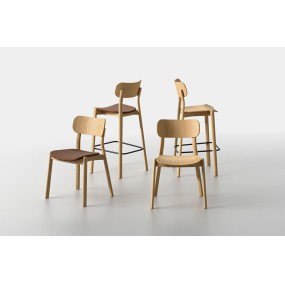 Chair KIYUMI WOOD 1219 with upholstered seat