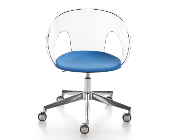 KRIZIA swivel chair with wheels and upholstery