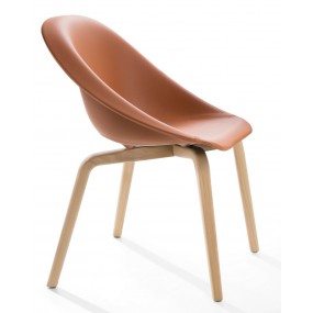 Židle HOOP s dřevěnou podnoží - čalouněná