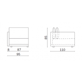Prvek modulové sestavy Mac s polštáři 95x110x85 cm - levý D14324