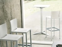 Barová židle LIBERTY - nízká, bílá/hliník - 2