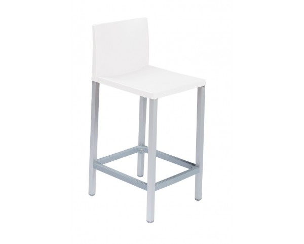 Barová stolička LIBERTY - nízka, biela/hliník
