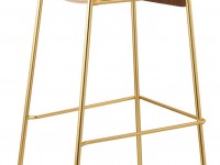 Bar stool LISA WOOD high - walnut/brass - 2