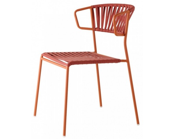 LISA CLUB chair with armrests - orange/red