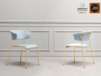 Židle LISA s područkami - béžová/nikl - 3