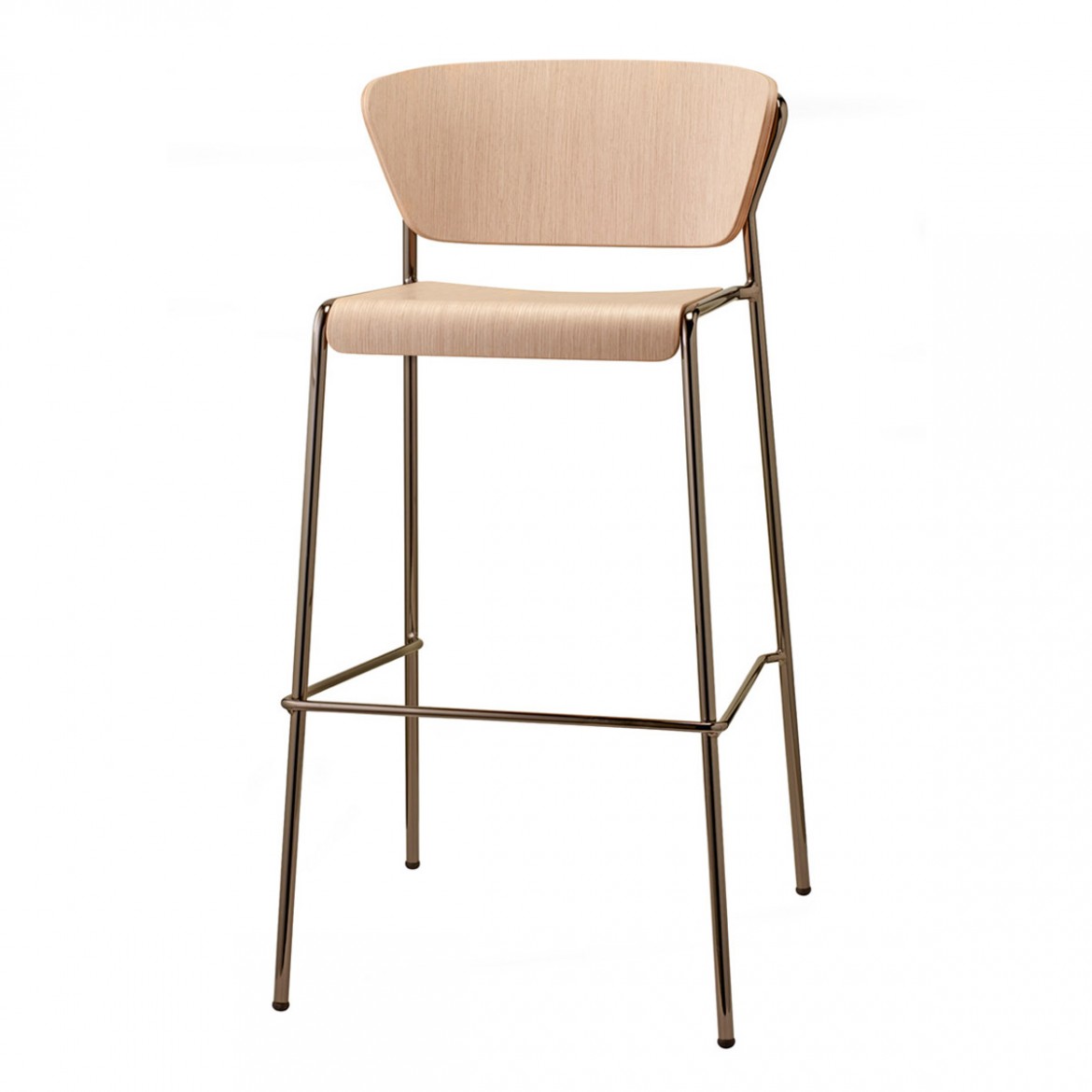 SCAB - Barová židle LISA WOOD vysoká - bělený buk/nikl