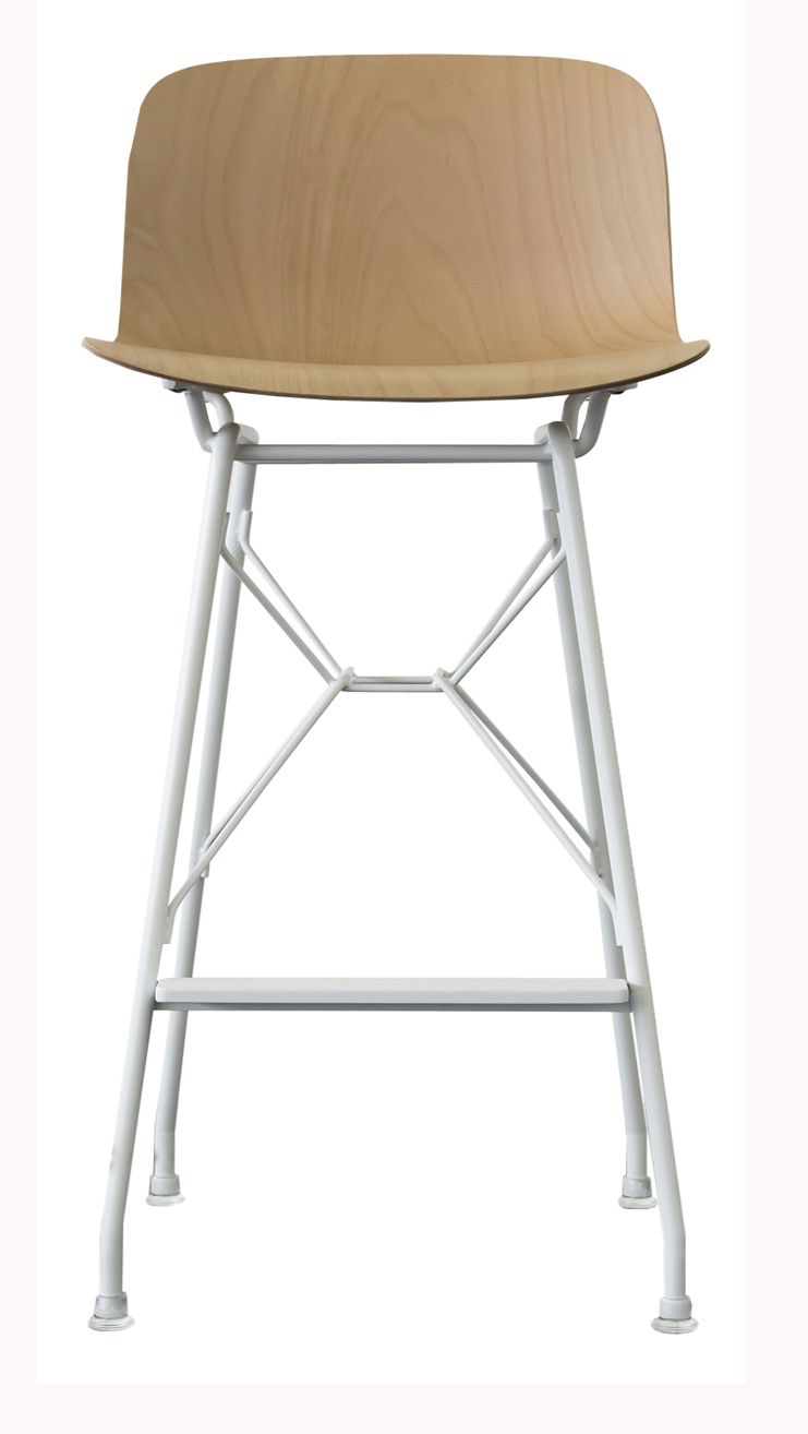 Levně MAGIS - Barová židle TROY WIREFRAME s dřevěným sedákem - nízká