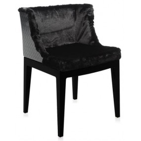 Židle Mademoiselle Kravitz - černá kožešina/kůže, černá