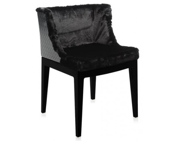 Židle Mademoiselle Kravitz - černá kožešina/kůže, černá