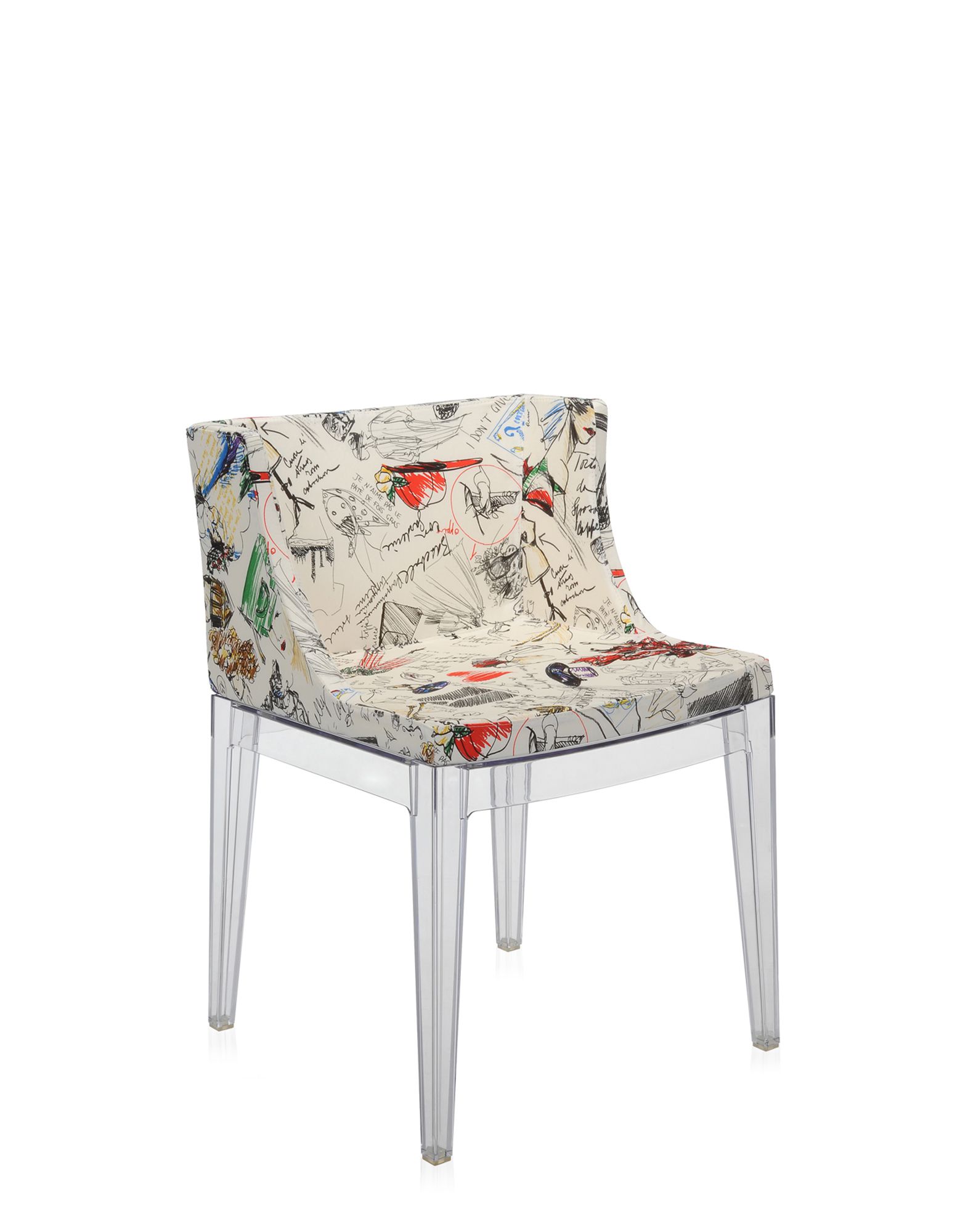 Levně Kartell - Židle Mademoiselle Moschino - Sketches, transparentní