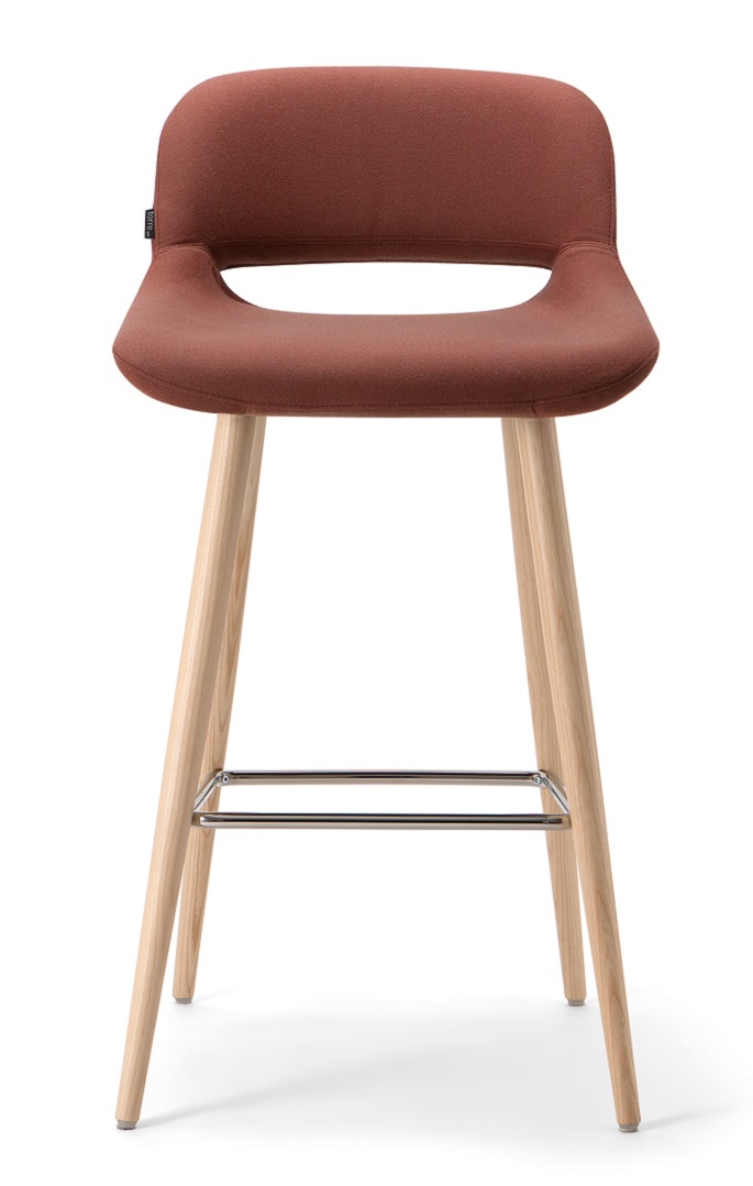 Levně TORRE - Barová židle MAGDA s dřevěnou podnoží