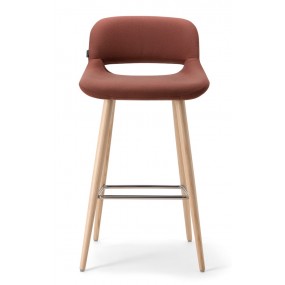 Barová židle MAGDA s dřevěnou podnoží