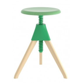 Barová židle JERRY - The Wild Bunch - buková se zeleným šroubem a sedákem